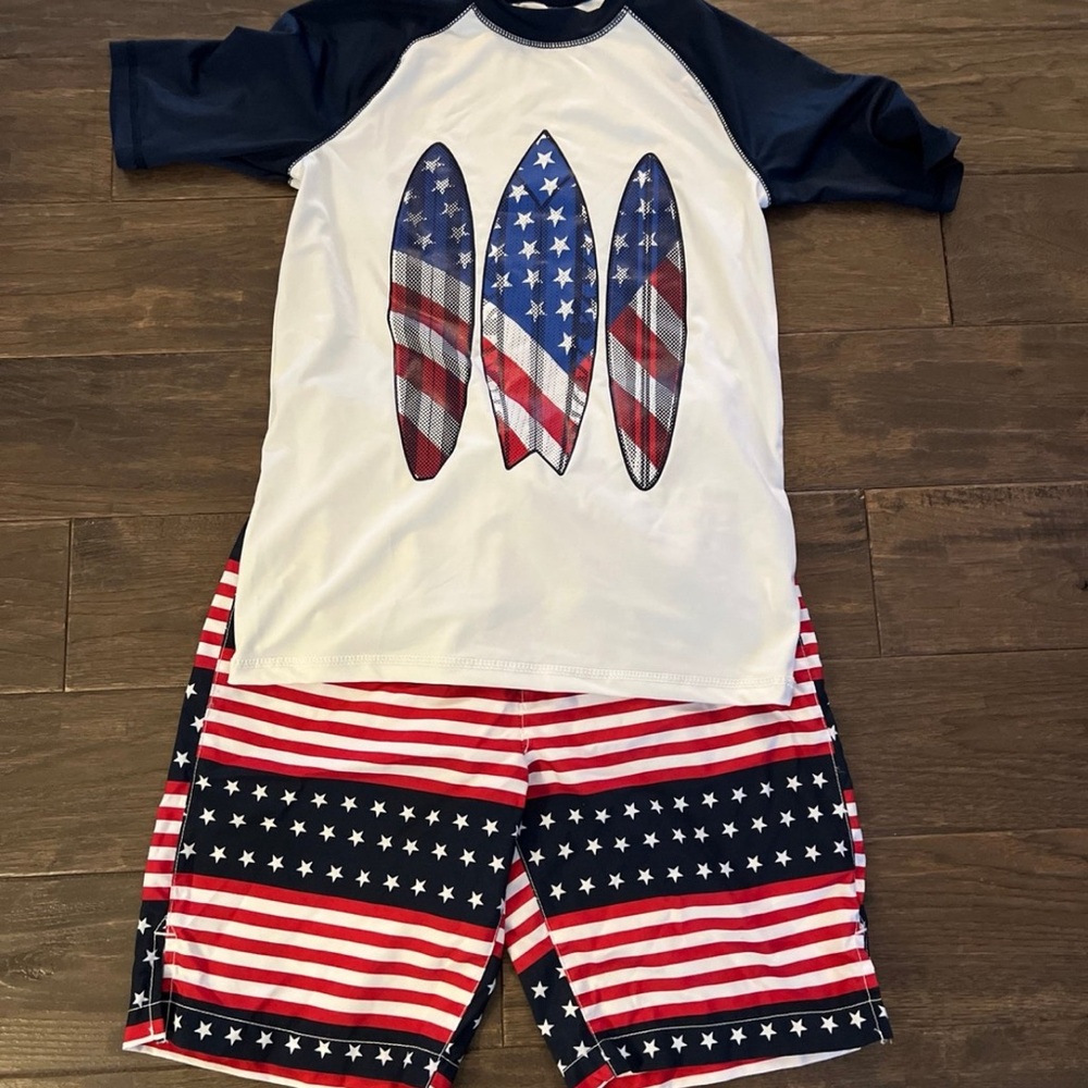 The Children's Place Swim Trunks and Rash Guard XL (14)